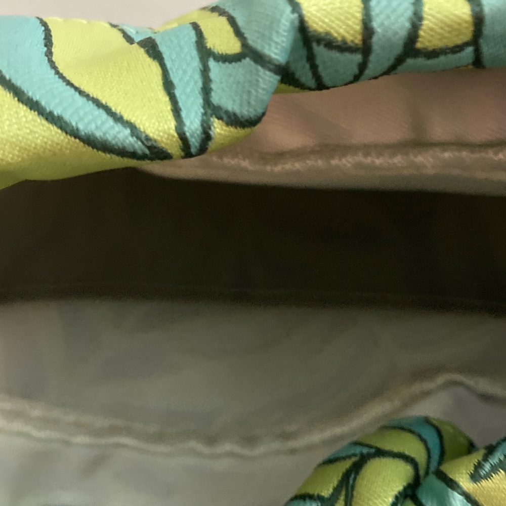 O bag Italian Green Gray Bag plastic on the bottom fabric bag inside 11x7 boho - Picture 7 of 7